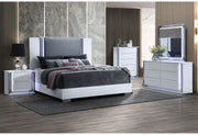 Ylime Smooth White Bed with LED Fully Slatted