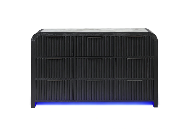 Beckett Wht/Blk Dresser W/ LED