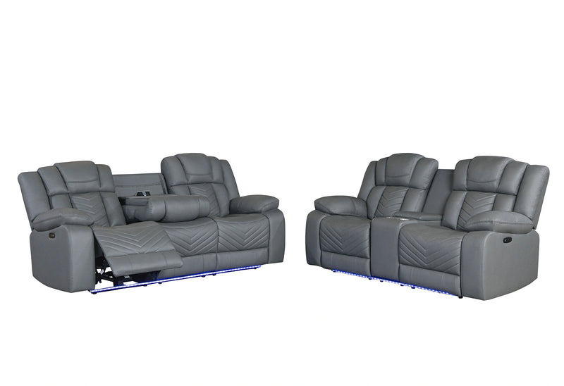 U7068 Grey 10 Pwr Rec Sofa/Pwr Console Rec Loveseat/Pwr Recliner W/LED