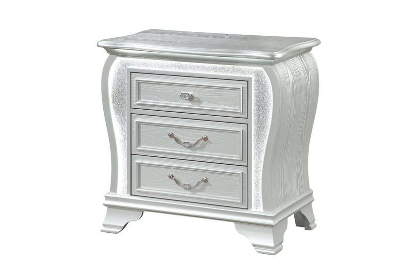 Aria Silver Nightstand with LED