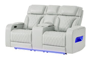 U8611 Blanche Pwr Con Rec Loveseat with PHR, LED and Speaker