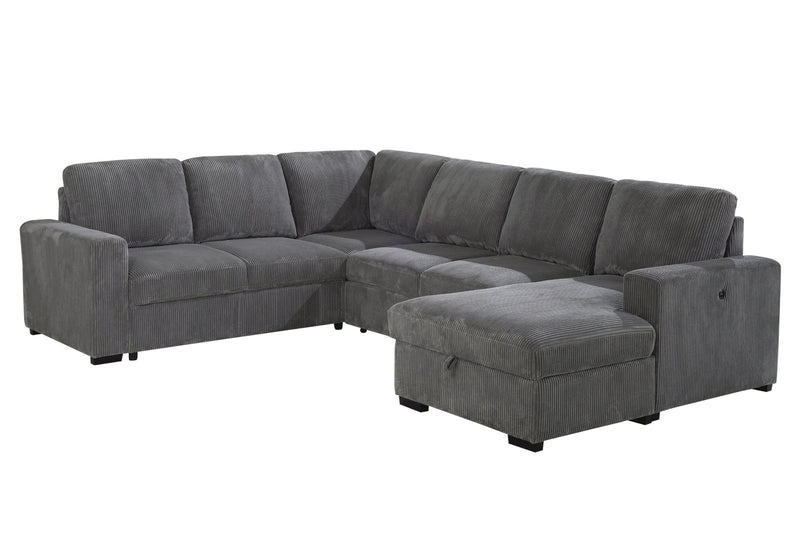 U2660 Grey Sectional W/Pull Out Sofa Bed