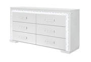 Naomi Silver Marble Dresser with LED