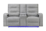 U6611 Grey 15 Power Console Reclining Loveseat with LED