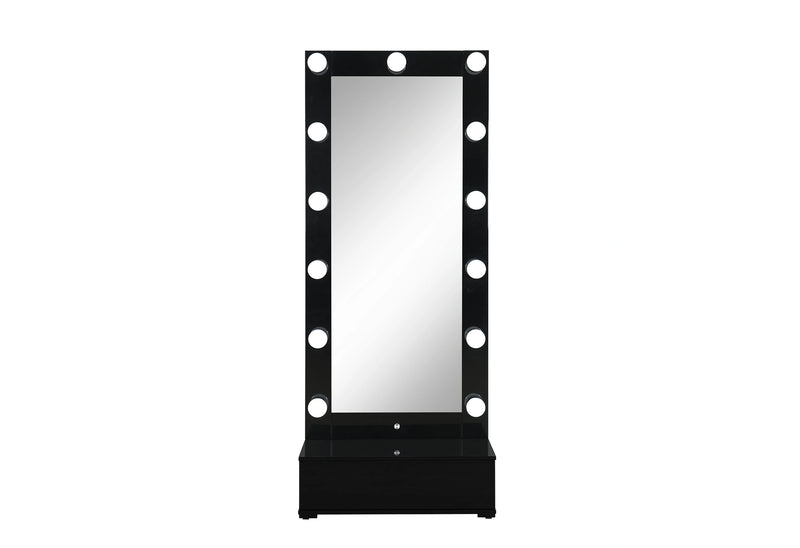 Ella Black Narrow Tall Mirror with Drawer and Speaker