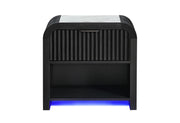 Beckett Wht/Blk Nightstand W/LED & Speaker