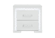 Naomi Silver Marble Nightstand with LED