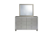 Riley Silver King Bed, Dresser, Mirror, 2 Nightstands and Chest
