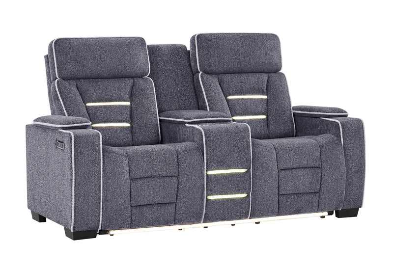 U1895 Grey P2 Console Reclining Loveseat with IS and LED