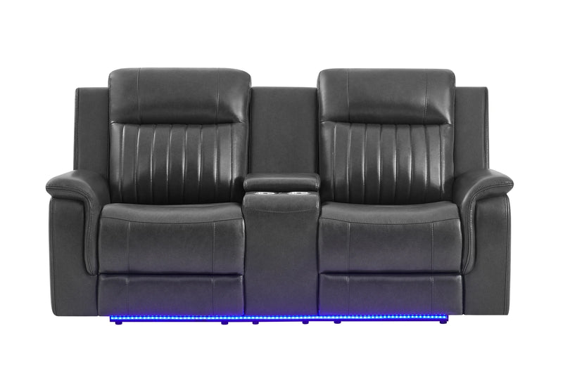 U8879 Blanche Charcoal Pwr Con Rec Ls W/LED, Global Ss & Subwoofer