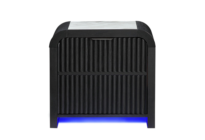 Beckett White/Black Nightstand with LED, Cooler and Speaker