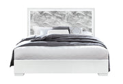 Naomi Silver Marble Bed with LED