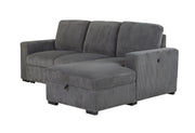 U2660 Grey L Sofa Bed Sectional Without Pullout
