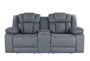 U7068 Grey 10 Power Console Reclining Loveseat with LED