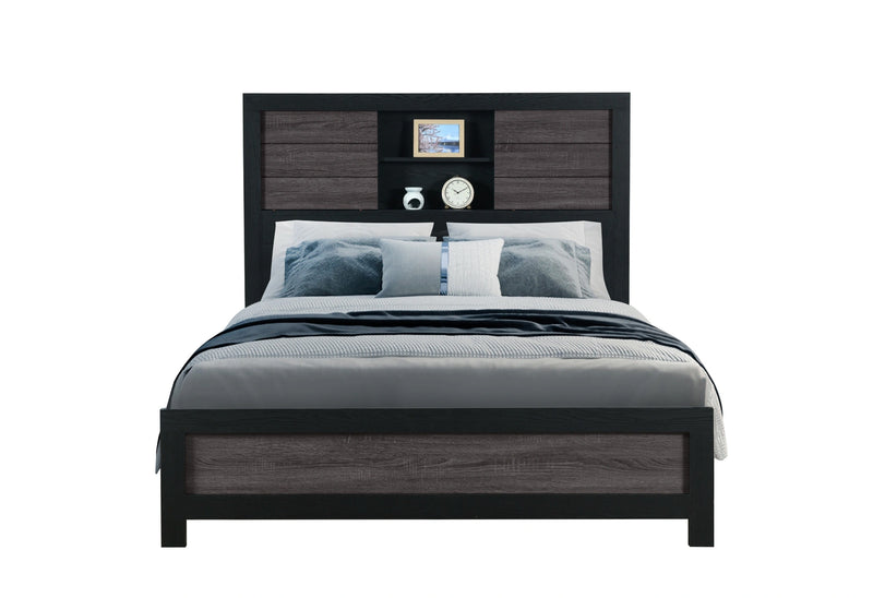 Lisbon Grey/Black Bookcase Bed