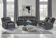 U8879 Blanche Charcoal with Black Welt Power Recliner with LED