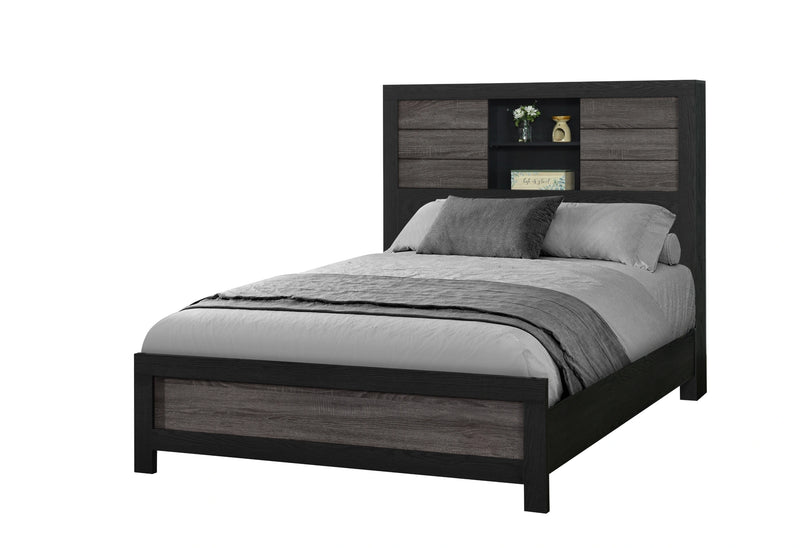 Lisbon Grey/Black Bookcase Bed Group