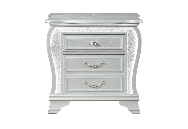 Aria Silver Nightstand with LED