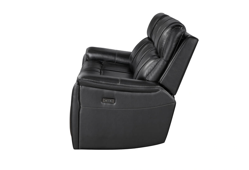U8881 Black Leather Power Reclining Sofa with Immerse Sound
