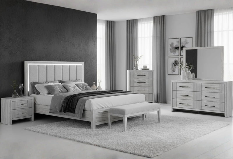 Elsie Grey Bed with LED