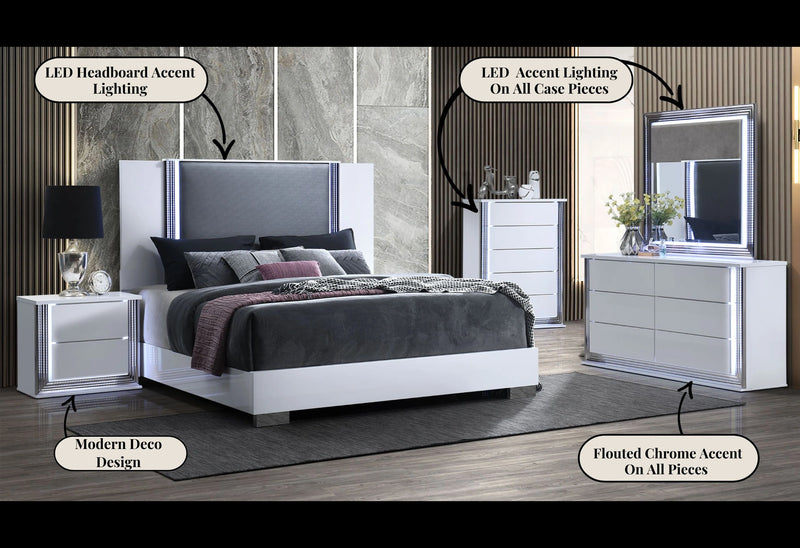 Ylime Smooth White King Bed Group Fully Slatted