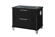 Lando Black Nightstand with Speaker and Wireless Charging Platform