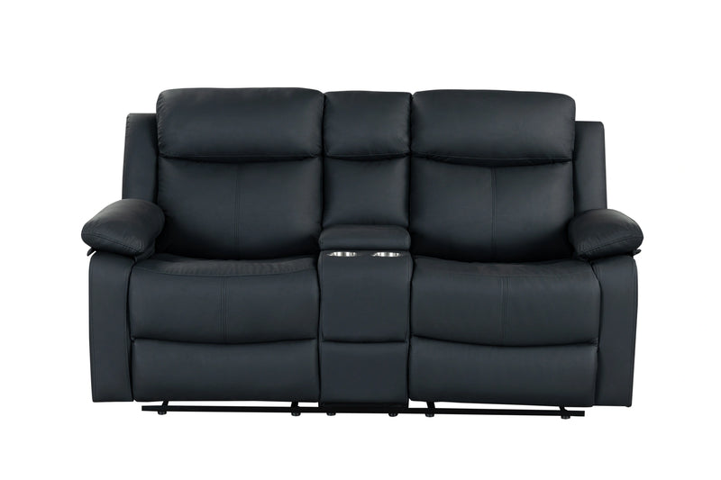 U6026 Black Pu 72A Console Reclining Loveseat with LED and Speaker