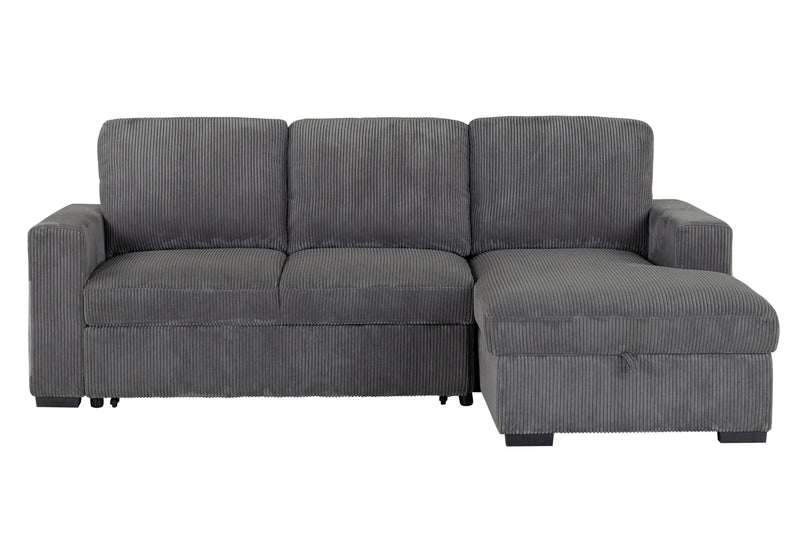 U2660 Grey L Sofa Bed Sectional Without Pullout