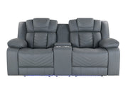 U7069 Grey 10 Pwr Con Rec Loveseat with LED and Immersive Sound