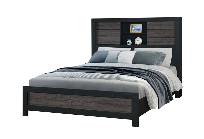 Lisbon Grey/Black Bookcase Bed