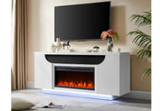 Aileen White 66" Ent Unit with LED, Speakers, Crystal and Pop-Up Doors