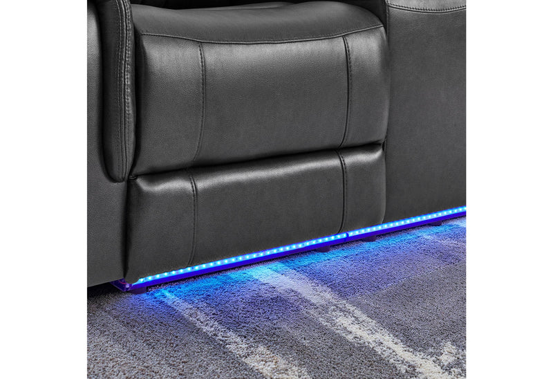 U8879 Blanche Charcoal Pwr Con Rec Ls W/LED, Global Ss & Subwoofer