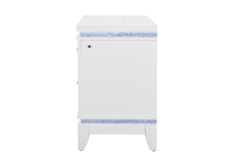 ALINA WHITE NIGHTSTAND WITH LED AND USB