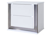 Ylime Smooth White Nightstand with LED