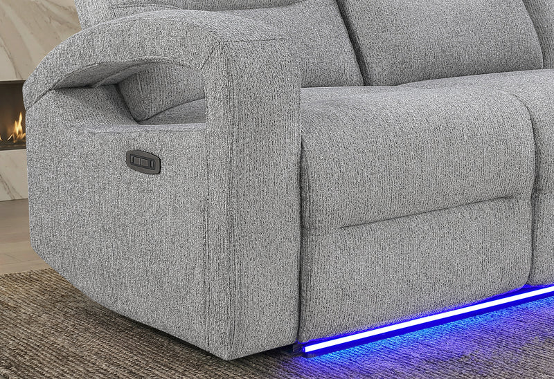 U6611 GREY 15 POWER RECLINER WITH LED