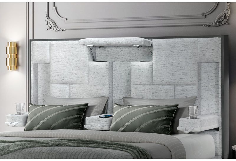 OSCAR GREY QUEEN BED NO WOOD TRIM