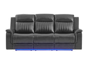 U8879 Charcoal Pwr Rec Sofa/Pwr Con Rec Loveseat/Pwr Rec W/LED & Gl Ss