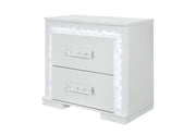 Naomi Silver Marble Nightstand with LED