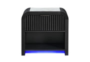 Beckett Wht/Blk Nightstand W/LED & Speaker