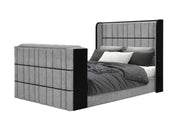 Isabella Grey Bed with LED, TV Lift, Speaker and Fireplace