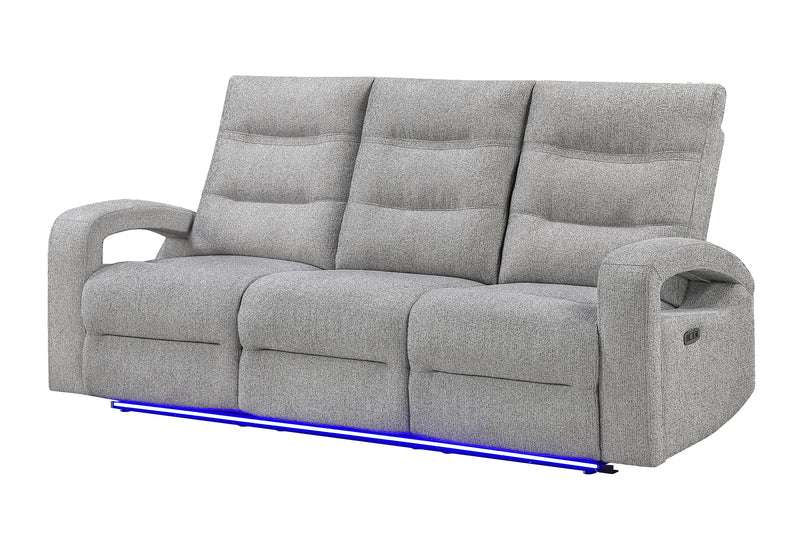 U6611 GREY 15 POWER RECLINING SOFA WITH LED