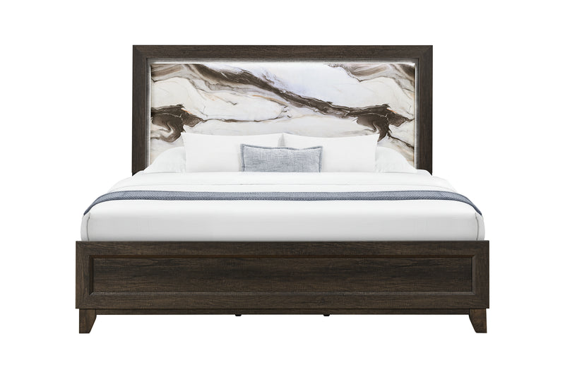 HARMONY BROWN KING BED WITH LED
