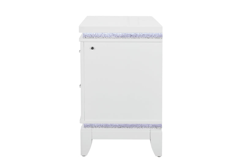 Alina White Nightstand with LED and USB