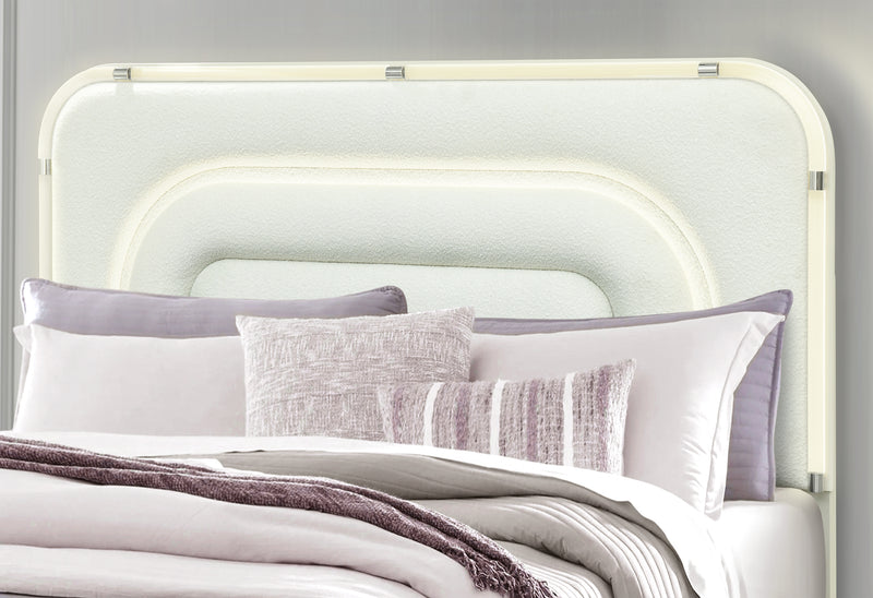 Lyra Beige Bed with LED