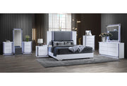 Ylime Smooth White Bed with LED Fully Slatted