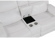 U6026 Blanche White Rec Sofa/Console Rec Loveseat with LED and Speaker
